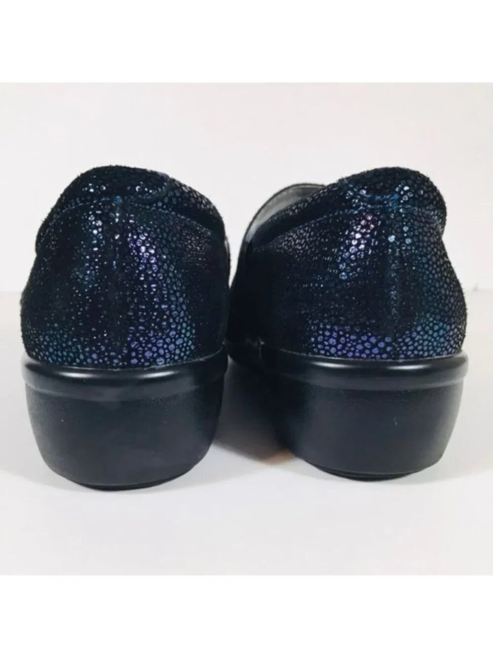 Alegria Womens Lauryn Cosmos Blue Metallic Leather Loafers size 38 US 8 8.5